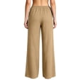 thumbnail image 5 of ClodeEU Women's Elastic High Waist Tassel Drawstring Wide Leg Pants, Casual Loose Trousers with Pockets Khaki,Women's Plus M, 5 of 6