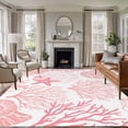 thumbnail image 2 of Coastal Pink Washable Rug 5x7 Area Rug for Living Room Bedroom Non Slip Indoor Floor Rectangle Carpet Soft Low Pile Large Ocean Coral Starfish Shell Modern Sea Entryway Rugs for Dining Room Office, 2 of 9
