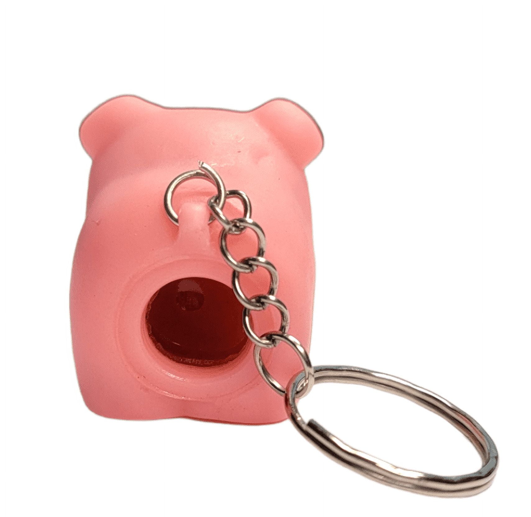 6 Pack - Naughty Squeeze Pooping Pink Pig Keychains (2
