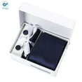 thumbnail image 3 of Deago Mens Ties Silk Necktie Pocket Square Cufflinks Tie Clip Set Wedding Business (Navy), 3 of 9