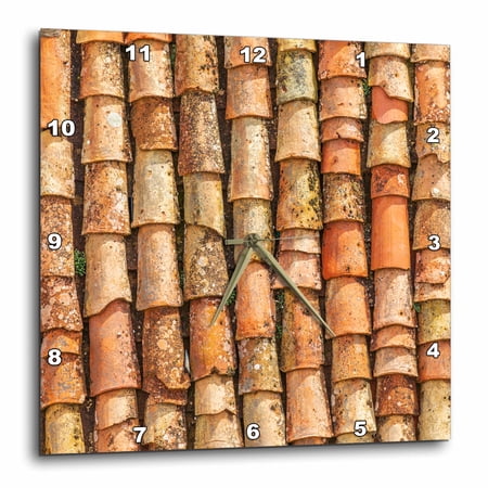 3drose, Italy, Sicily, Palermo Province, Gangi. Terracotta Roof Tiles., 15x15 Wall Clock