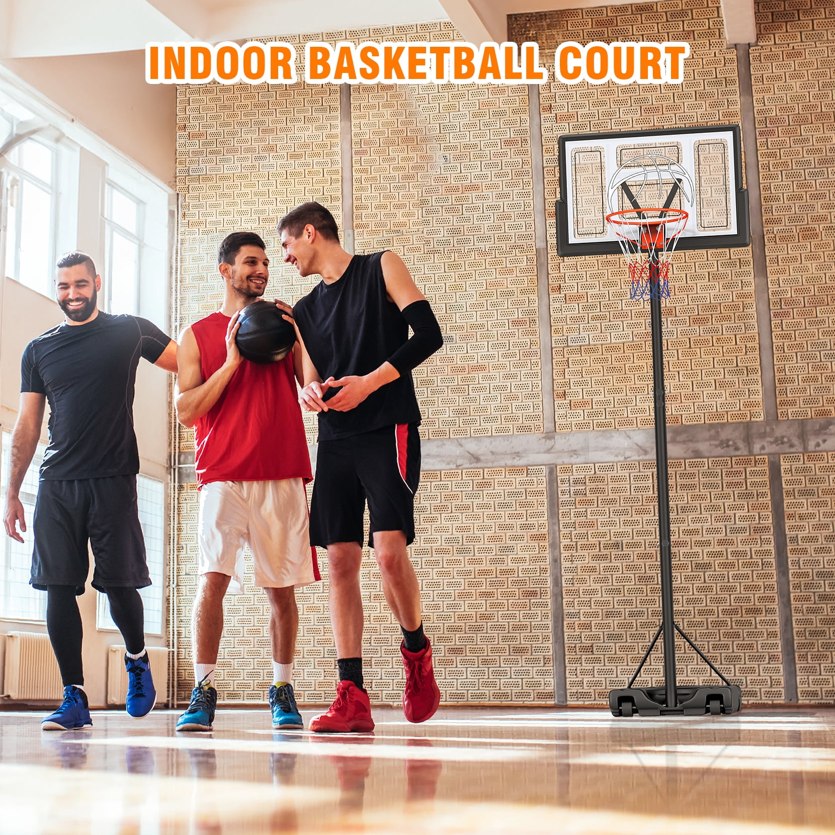 Tonbux Basketball Hoop Outdoor 10ft Adjustable, Portable Basketball Hoop Goal System for Kids Youth and Adults in Backyard/Driveway/Indoor, 44 Inch Shatterproof Backboard and Larger Base