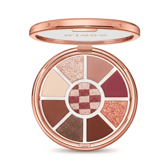 O.TWO.O 9-Color Eyeshadow Palette with Matte & Shimmer Shades, Warm Neutral Long-Lasting Waterproof Vegan Eye Makeup