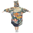 thumbnail image 2 of FORMRS Wearable Blanket Hoodie with Sleeves for Kids Cozy Flannel Sweatshirt, Colorful Goldfish, 2 of 7