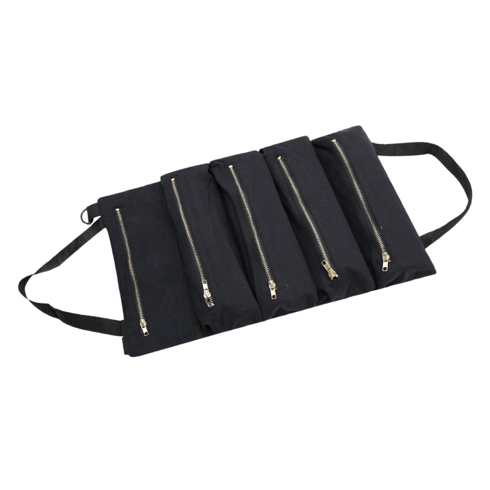 Wrench Tools Pouch Collapsible Roll up Tool Bag Small Tool Bag for Carpenter black