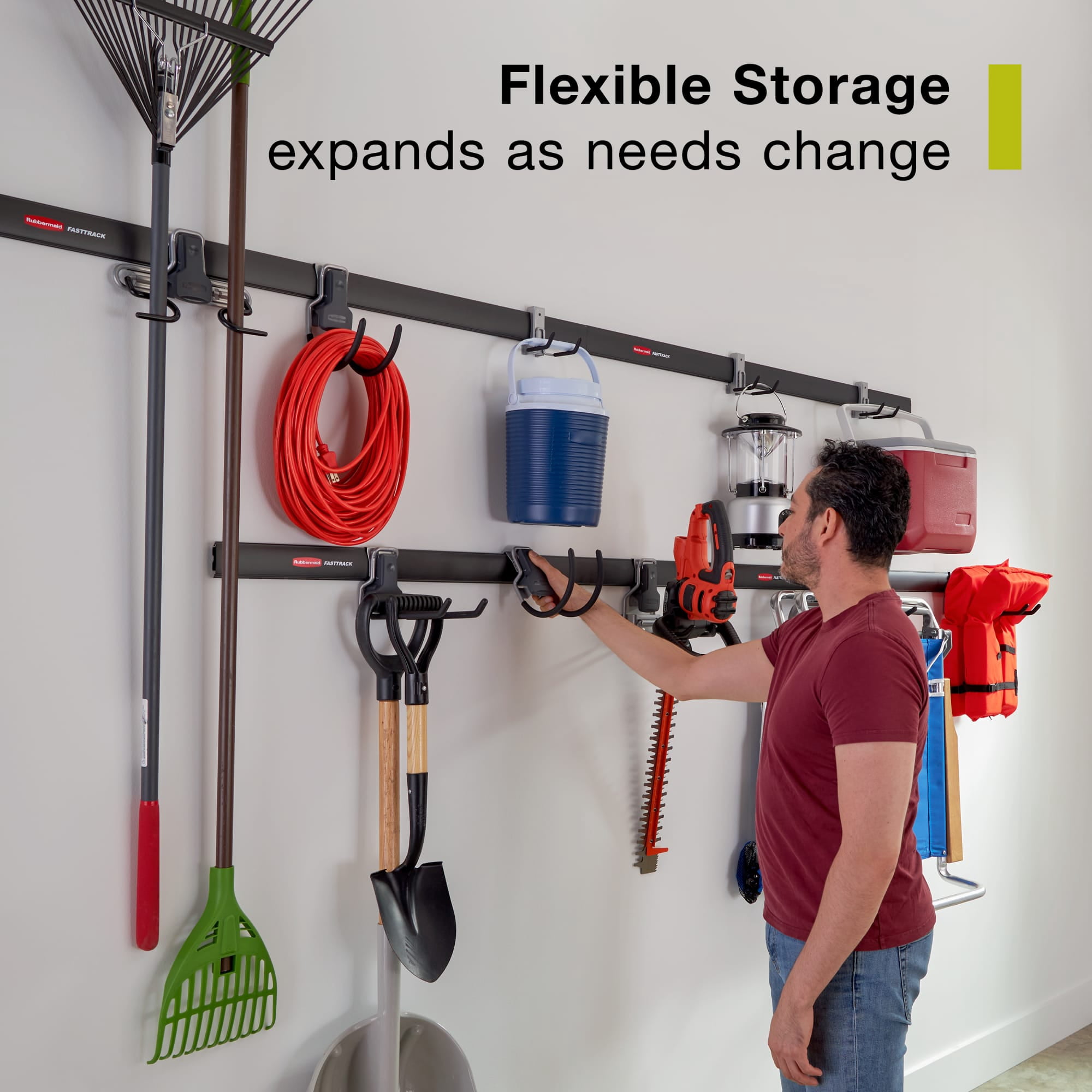 Rubbermaid Garage FastTrack Rail 20-Piece Large Kit, Black/Grey