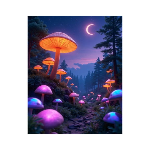 Paint by Numbers Kit for Adults, Mystical Forest Glowing Mushrooms Night Paint by Numbers, Easy Paint by Numbers Kit for Adults Beginner, DIY Adult Paint by Number Kits on Canvas, Home Decor