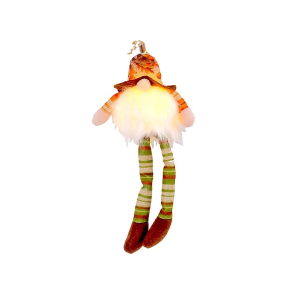 Fall Gnome Decor Light Up Faceless Gnome Ornament With Long Legs Maple Leaf Design Thanksgiving Tabletop Hanging Decoration For Home Green
