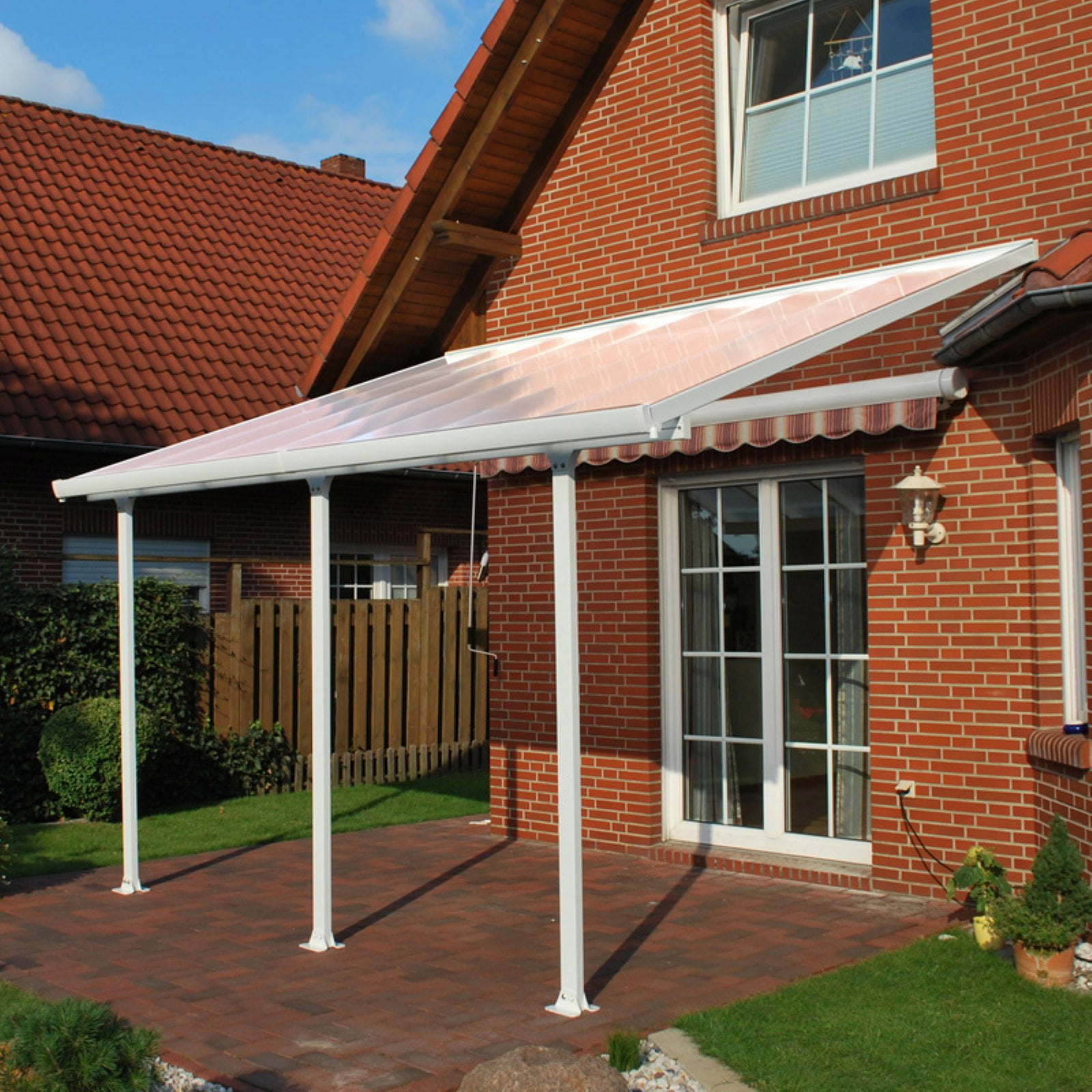 Palram Feria 20 ft. W x 10 ft. D Polycarbonate Patio Cover, White/White