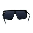 thumbnail image 2 of Retro Flat Top Shield Oversize Half Rim Rimless Sunglasses All Black, 2 of 4