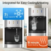 Patiosunny Bottom-Loading Water Dispenser, 3 Temperatures (Hot, Room and Cold), Child Safety Lock, LED Display with Water Shortage Alert, Silver