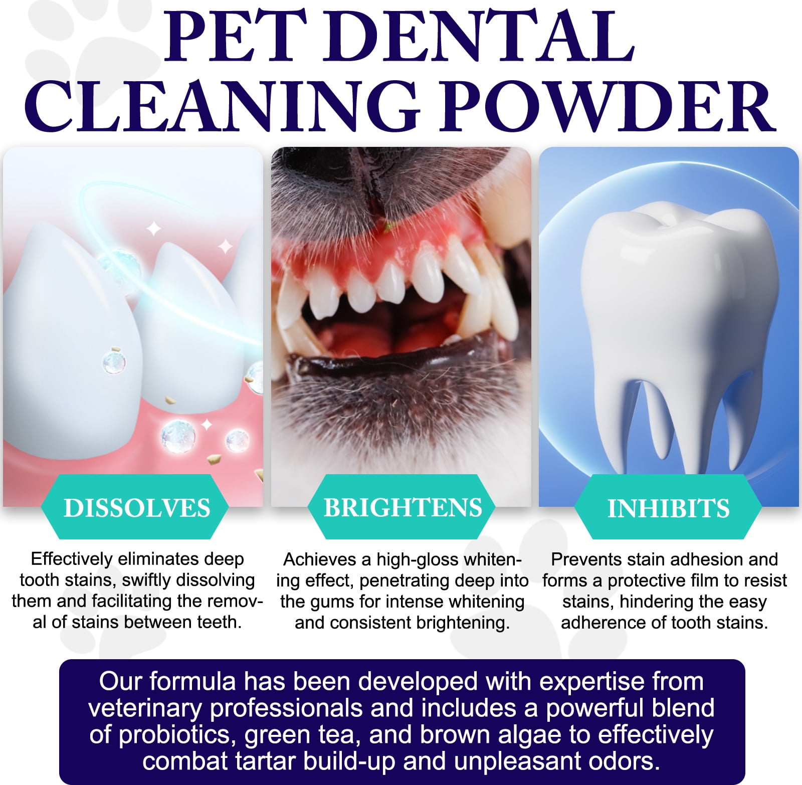 Petpya Dog Dental Powder, Dental Powder for Dogs Teeth,Removes Plaque,Prevents Tartar,Dog Breath Freshener,Dental Care for Dogs,Improve Pet's Oral Cavity,Natural Herbal Blend,Teeth Cleaning Made Easy