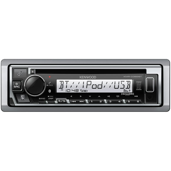 KENWOOD KMR-D382BT (50 W x 4 canales) Unidad principal estéreo para coche/marino de un solo DIN con Bluetooth, llamadas manos libres, reproductor de CD, USB, radio AM/FM, listo para SiriusXM, receptor