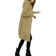 thumbnail image 3 of Gyexs Long Sleeve Hoodies for Women Mid Length Solid Fleece Sweater Lightweight Zip Up Sweatshirts with Pockets, Beige, Size XXL, 3 of 9