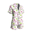 thumbnail image 6 of Cavosen Pajama Sets for Women 2 Piece 2 Piece Trendy Short Sleeve Button Down Loungewear with Shorts Tennis Print Soft Ruffle Belt Matching Set Summer Breathable Sleepwear, 6 of 6