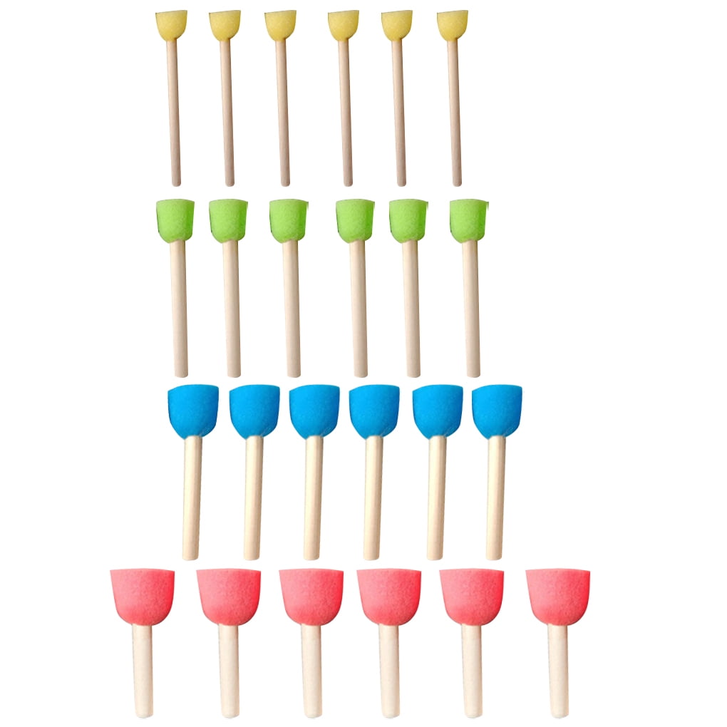 24pcs/set Painting Brushes Sponge Wooden Handle Painting Stamps DIY Art