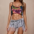 thumbnail image 2 of YM Sequin Skirt for Women Rave Outfits Music Festival Sparkly Fringe Vest and Wrap Skirt Belly Set Carnival Show Outfit, 2 of 6
