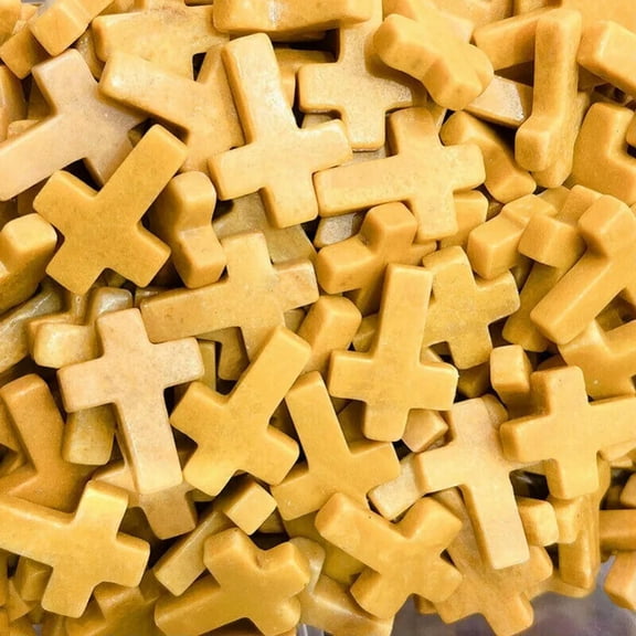 MATROOY 100pcs Natural Yellow Jade Stone Healing Crystal Cross Gemstone Home 18x25mm