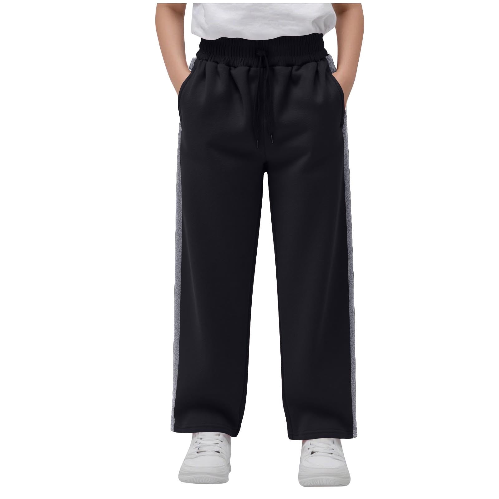 Nskgu Boys Pants Open Bottom Active Sweatpants Elastic Waist Athletic Joggers Sweat Pants with Pockets