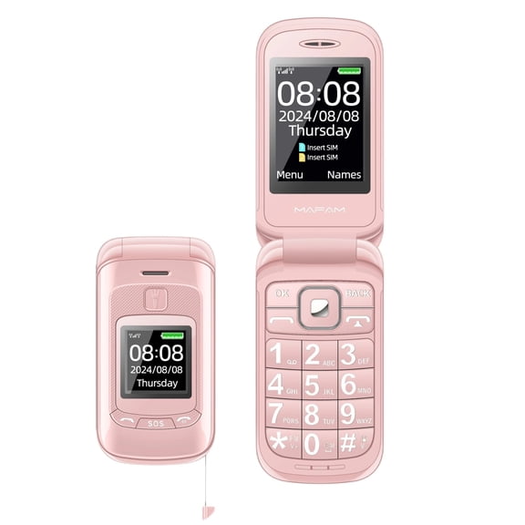 Dual Display Senior Mobile Phone Unlocked - Pink