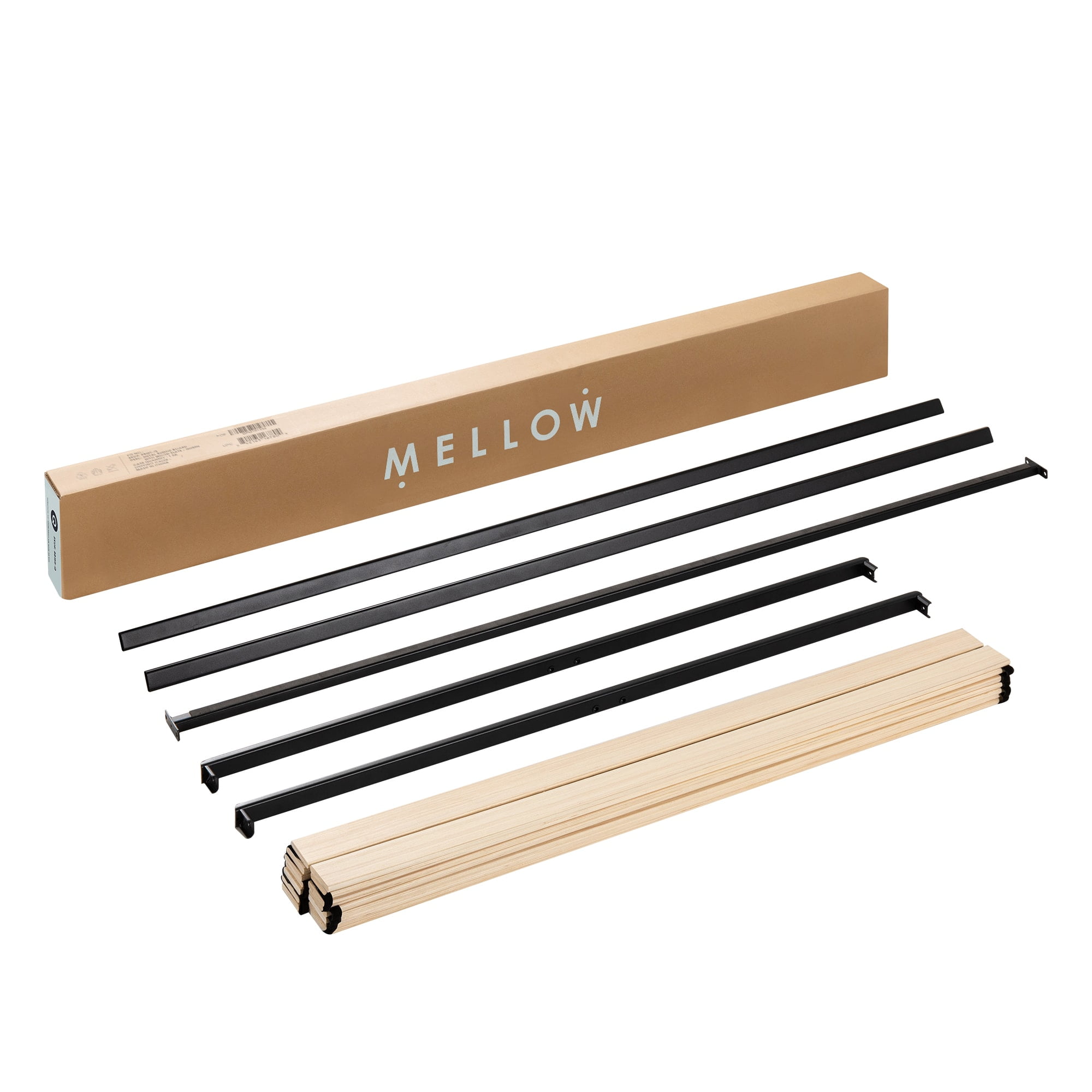 Mellow 1.6" Easy Assembly Metal Bunkie Board with Wood Slats, Mattress Support for Bed Frames, Box Spring or Bed Slat Replacement, King