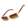 thumbnail image 4 of grinderPUNCH Slim Rimless Rectangular Metal & Wood Aviator Sunglasses - Gold Power Tan, 4 of 5