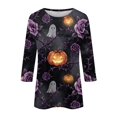 thumbnail image 4 of Bovemsi Cute Summer Tops Round‑Neck 3/4‑Sleeve Printed Blouse Fashion Outfits Clothes L, 4 of 4