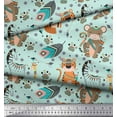 thumbnail image 3 of Soimoi Green Rayon Fabric Feather & Animals Tribal Print Fabric by Yard 56 Inch Wide, 3 of 3