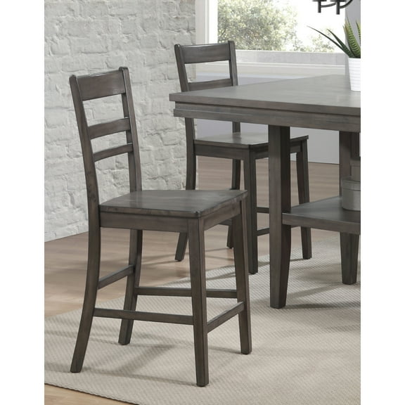 Sunset Trading Shades of Gray 24" Wood Slat Back Stools in Gray (Set of 2)