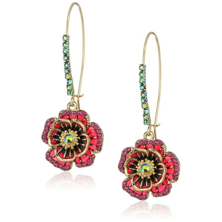 Betsey Johnson Rose Dangle Earrings C80