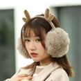 thumbnail image 3 of Otqutp Unisex Adjustable Ear Cover Winter Warm Earmuffs Deer Horn Cute Earmuffs Cold Proof Warm Sleeve Earmuffs for Women Outdoor Activities(Khaki,One Size), 3 of 4