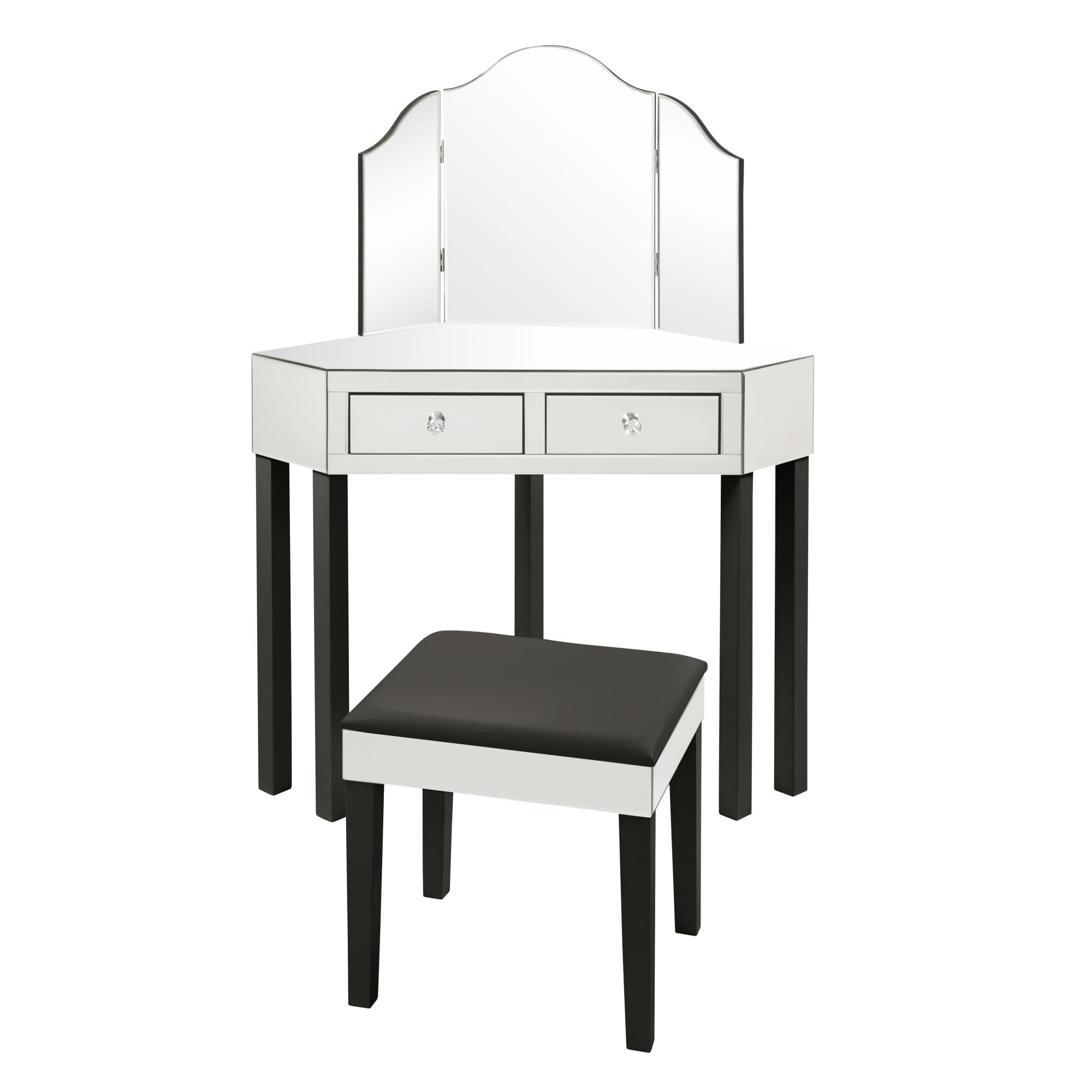 Inspired Home Portia Mirrored 3 Piece Vanity Corner Vanity Set With Trifold Mirror Walmartcom Walmartcom Inspired Home Portia Mirrored 3 Piece Vanity Corner Vanity Set With Trifold Mirror Walmartcom Walmartcom