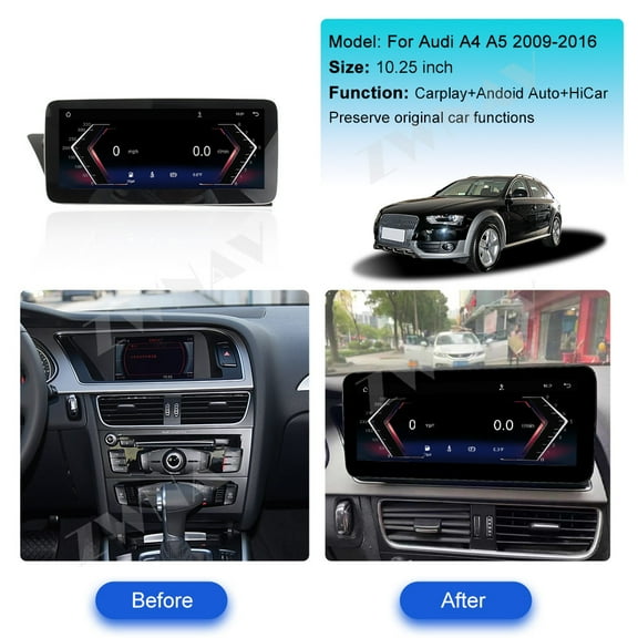 ZWNAV Ultra-thin 10.25 inch 1920 * 720 Car Radio for Audi A4/A5 2009-2016 Linux CarPlay Multimedia Screen Audio Stereo Upgrade Touch Screen Bluetooth Head Unit