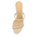 thumbnail image 3 of FSJ Women Simple Round Open Toe Sandals Two Strap Slide Mules Slip On Block Chunky Mid Heels Pumps Casual Daily Shoes Size 10.5 White, 3 of 4