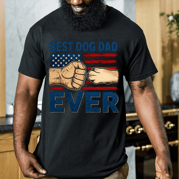 Mens Funny Dog Dad T Shirts Best Dog Dad Ever Patriotic Fathers Day Graphic Tee for Men Vintage Graphic Tees