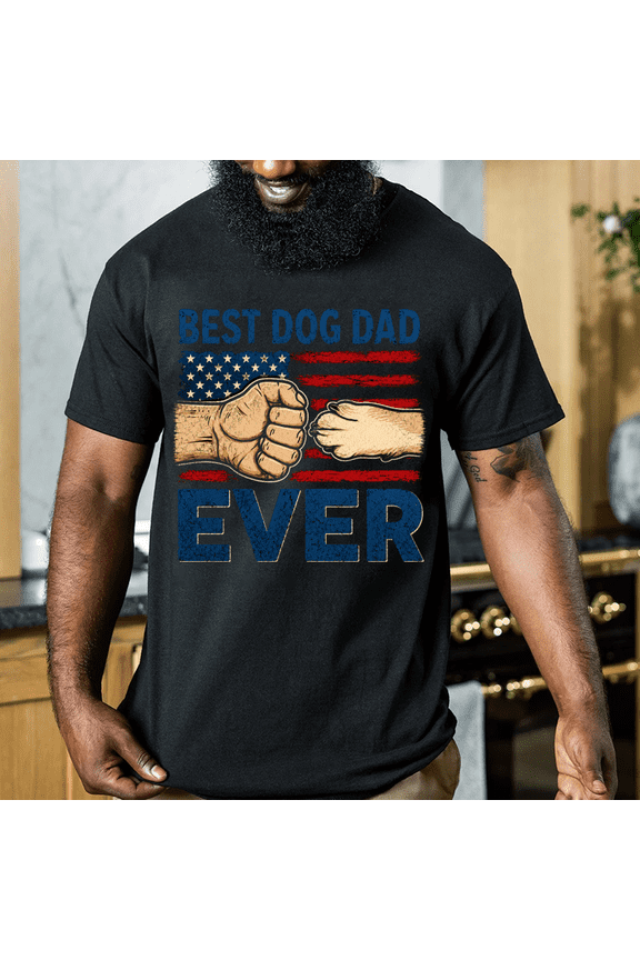 Mens Funny Dog Dad T Shirts Best Dog Dad Ever Patriotic Fathers Day Graphic Tee for Men Vintage Graphic Tees
