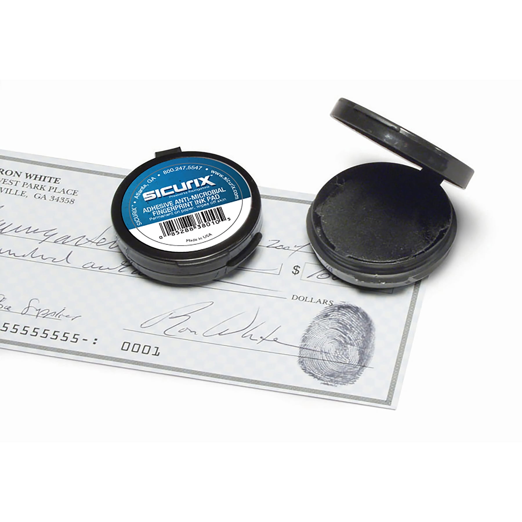 Baumgartens Inkless Fingerprint Pad with Adhesive, Black, Pack of 3