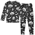 thumbnail image 3 of Boys Pajamas Girls Pajama Black and White Halloween Elements Cute Comfortable Cotton Two-piece Pajama Set, 3 of 7
