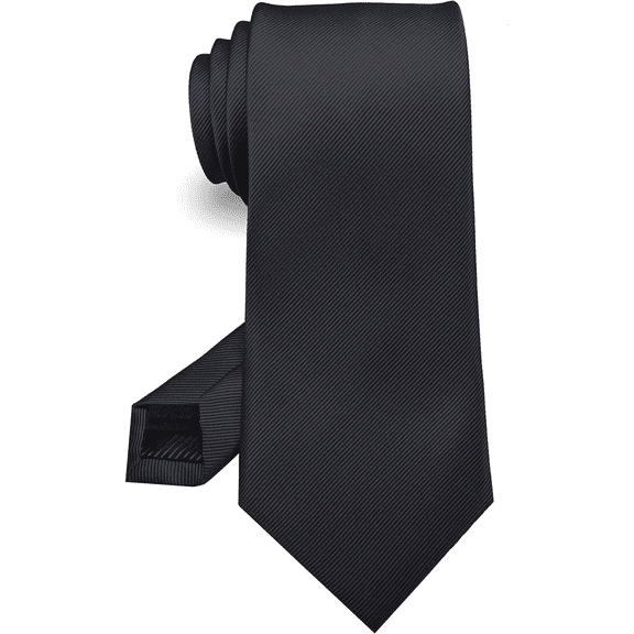 Classic Solid Black Tie, Men's Formal Necktie, Premium Twill Fabric, Standard Size for Business, Wedding, Daily Wear