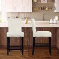 thumbnail image 3 of Giantex Set of 2 Dining Chairs, Upholstered Fabric Stool with High Resilience Sponge Seat and Rubber Wood Legs, Mid Century Counter Height Stools for Kitchen Dining Room, Beige, 3 of 8