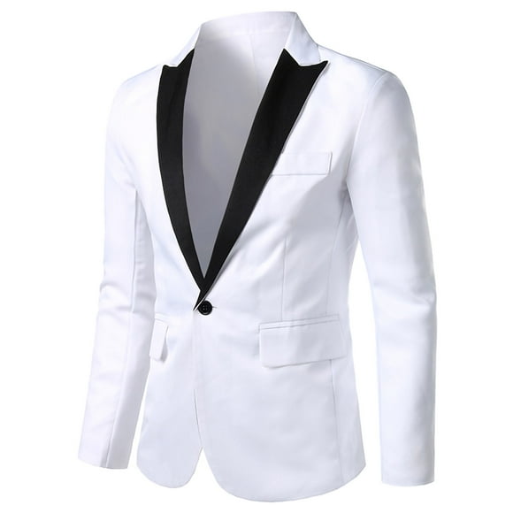 Penkiiy Blazer for Men Men's Fashion England Solid Color High Quality Casual Single Breasted Suit White Coats