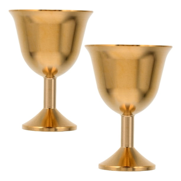 2 copas de cáliz de latón para vino, vasos de latón para bebidas, vasos para bebidas