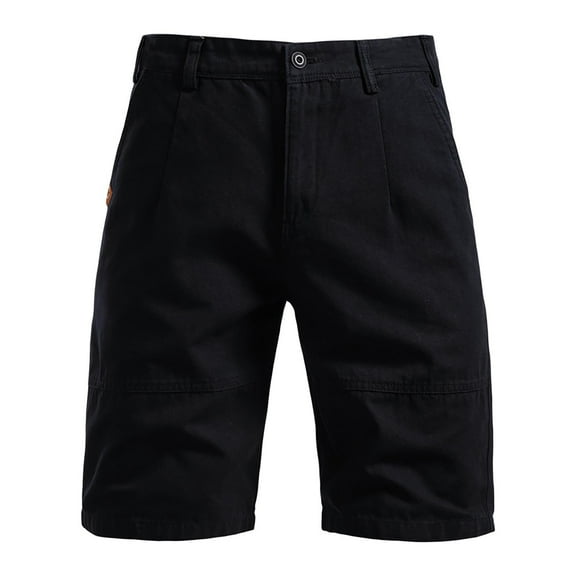 Qgtaibl Summer Shorts S for Men Solid Color Slim Fit Straight-Leg Work Shorts Lightweight Golf Athletic Short Pants Black