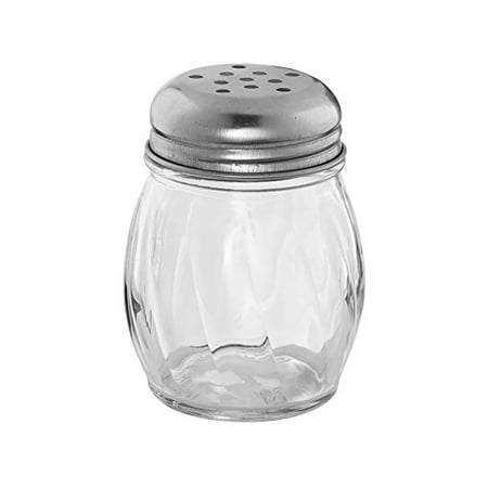 

6-Ounce Glass Cheese Shaker with Perforated Top Swirl Glass Cheese Shaker with Stainless Steel Lid Restaurant Shakers by Tezzorio