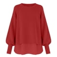 thumbnail image 5 of Women's Top Long Sleeve Round Neck Solid Oversized Loose Ribbed Hem Knitted Sweater, 5 of 5