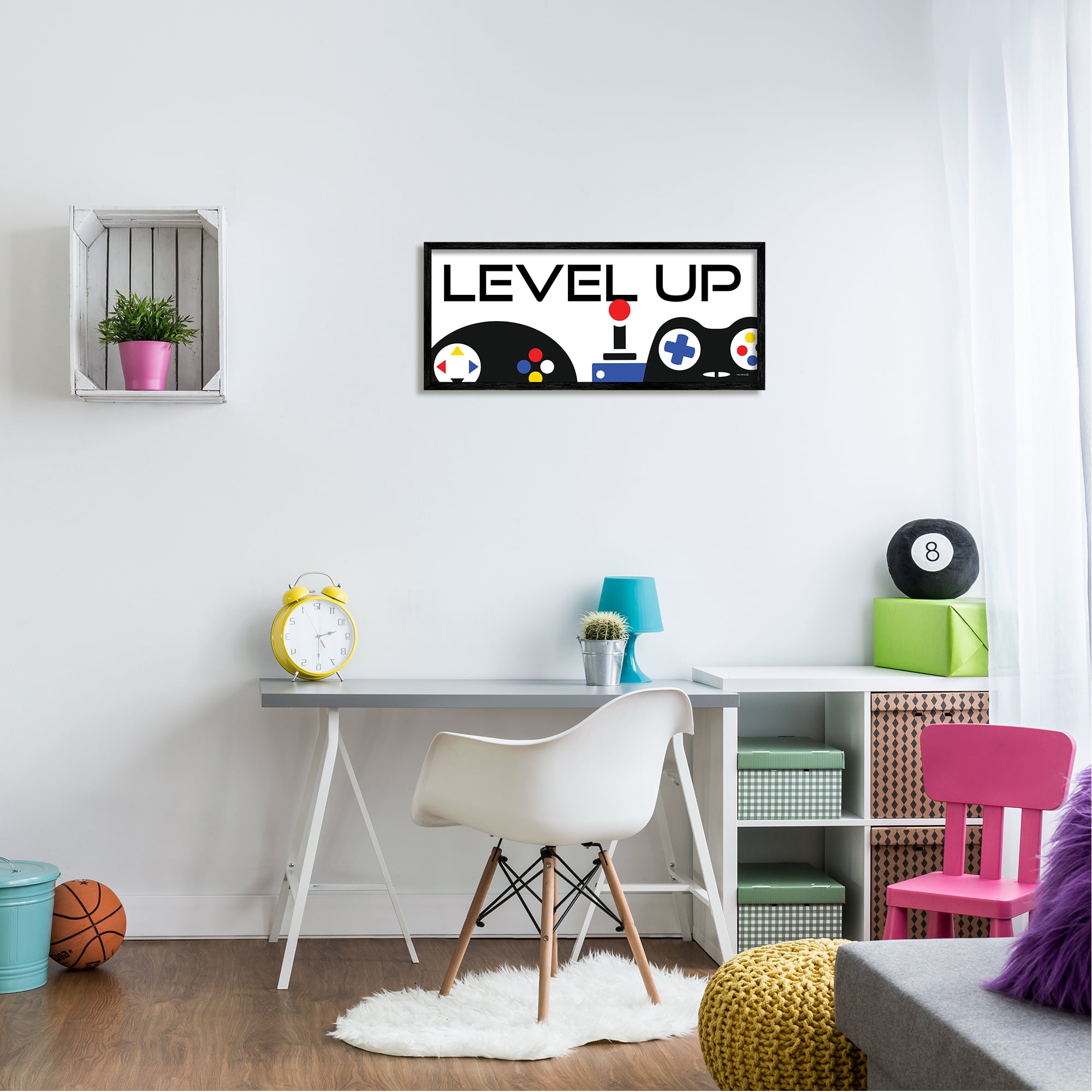 Stupell Level Up Varied Gaming Controllers Beauty & Fashion Painting Black Framed Art Print Wall Art