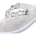thumbnail image 2 of Grandco Sandals for Women AB Deluxe Thong Jeweled Beaded Flip Flops 7, White 27233E, 2 of 5