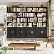 Homfa 73″ Tall Bookcases with Doors, 8 Cubes 6-Tier Double Row Bookshelf, Black Bookcase for Living Room Home Office