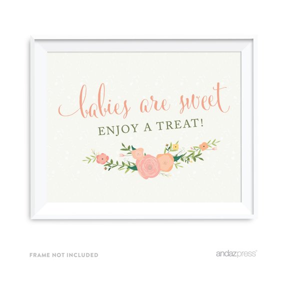 Babies Are Sweet, Enjoy A Treat Floral Roses Girl Baby Shower Party Signs