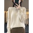 thumbnail image 1 of Suéter de lana merino 100 % para mujer, jersey de cachemira, prendas de punto, otoño e invierno, cuello redondo, color liso, ropa básica de moda para mujer, 1 of 5